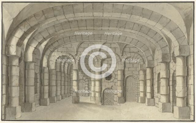 Dungeon - design for a stage set, 1700-1800.  Creator: J.A. Tempelier.