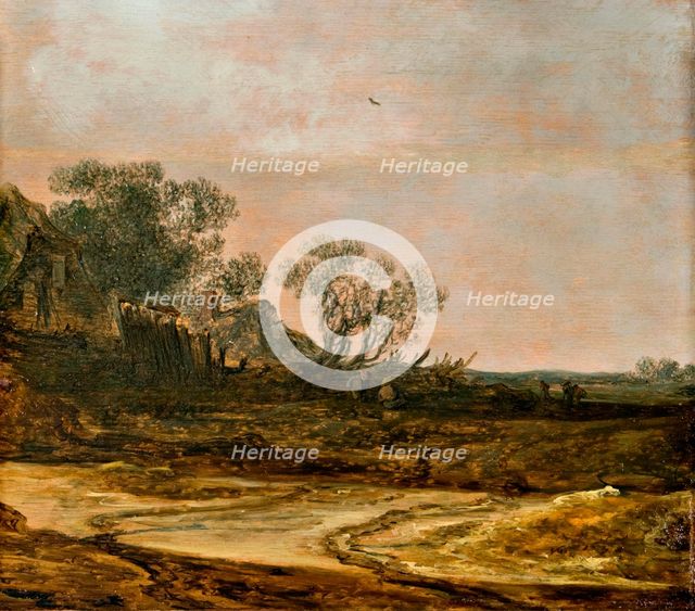 Dune Landscape with a Sandy Path and Farmhouses, 1632. Creator: Jan van Goyen.