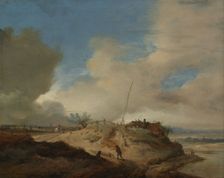 Dune Landscape with a Signal Post, c.1651-c.1653. Creator: Philip Wouverman