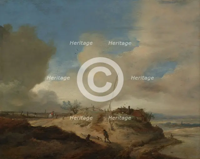 Dune Landscape with a Signal Post, c.1651-c.1653. Creator: Philip Wouverman.
