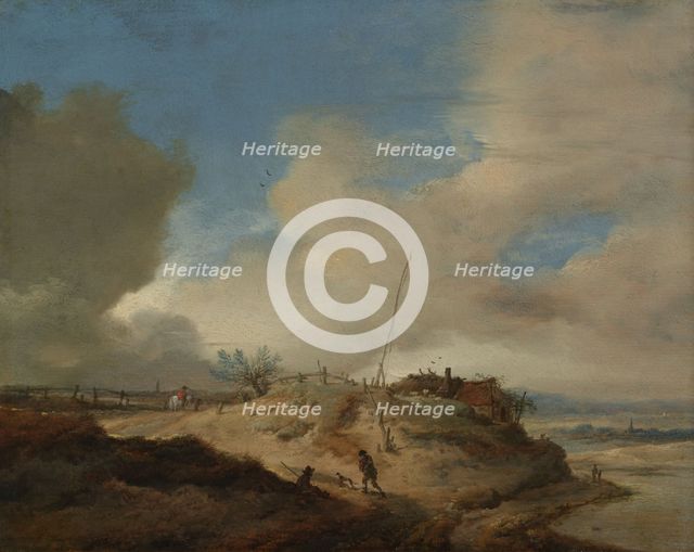 Dune Landscape with a Signal Post, c.1651-c.1653. Creator: Philip Wouverman.