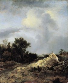 Dune Landscape with Fence, c1647. Creator: Jacob van Ruisdael