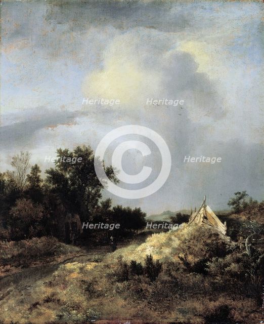 Dune Landscape with Fence, c1647. Creator: Jacob van Ruisdael.