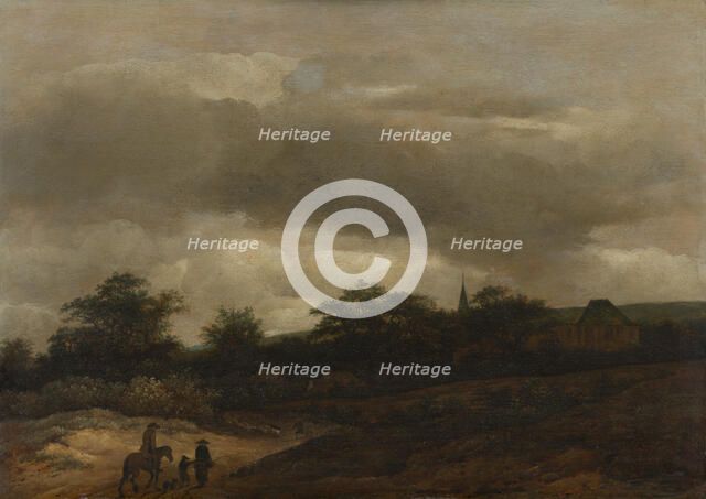 Dune Landscape with Road and Church, c1630-1680. Creator: Guillaume du Bois.