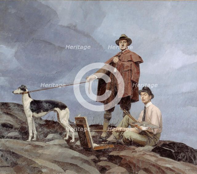 Dunoyer de Segonzac and Boussingault painting, 1914. Creator: Bernard Boutet de Monvel.