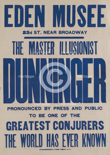 Dunninger at the Eden Musee (blue variant), c1913 - 1914. Creator: Unknown.