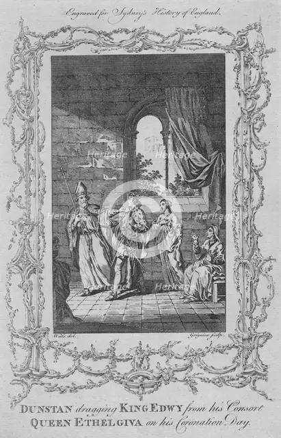 'Dunstan dragging King Edwy from his Consort Queen Ethelgiva on his Coronation Day', 1773.  Creator: Charles Grignion.