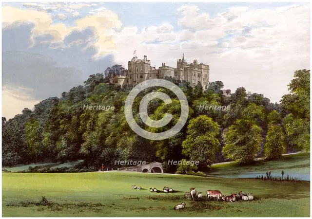 Dunster Castle, home of the Fownes-Luttrell family, Somerset, c1880. Artist: Unknown