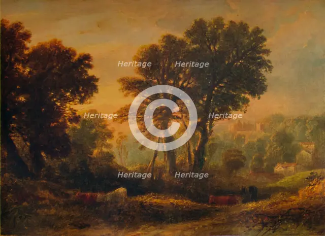 'Dunster Castle: Sunset', c1850, (1935). Artist: Anthony Vandyke Copley Fielding.