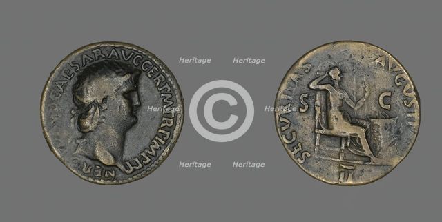 Dupondius (Coin) Portraying Emperor Nero, 63. Creator: Unknown.