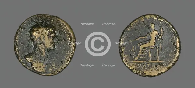 Dupondius (Coin) Portraying Emperor Hadrian, 117-138. Creator: Unknown.