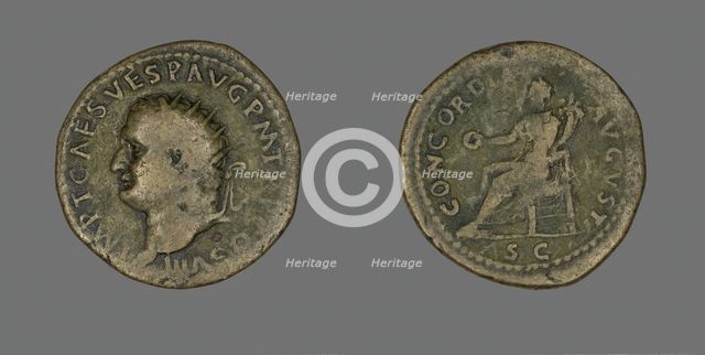 Dupondius (Coin) Portraying Emperor Vespasian, 69-79. Creator: Unknown.