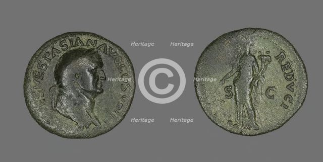 Dupondius (Coin) Portraying Emperor Vespasian, 77-78. Creator: Unknown.