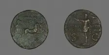 Dupondius (Coin) Portraying Germanicus Caesar, 15 BCE-19 CE. Creator: Unknown