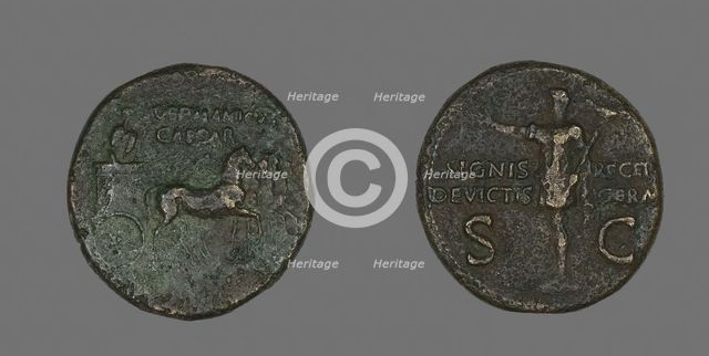Dupondius (Coin) Portraying Germanicus Caesar, 15 BCE-19 CE. Creator: Unknown.