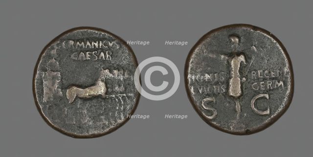 Dupondius (Coin) Portraying Germanicus Caesar, 15 BCE-19 CE. Creator: Unknown.