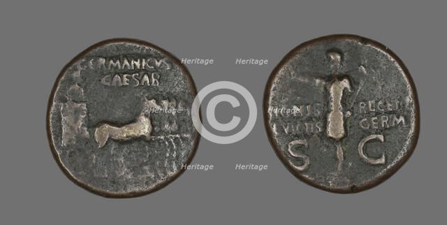 Dupondius (Coin) Portraying Germanicus Caesar, 15 BCE-19 CE. Creator: Unknown.