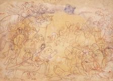 Durga and Gods Against the Demon Army, Folio from a Durga Sapta Sati, c1760. Creator: Unknown