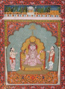 Durga Being Worshipped by Two Devotees (image 1 of 3), c1850. Creator: Unknown