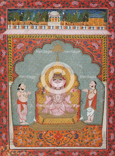 Durga Being Worshipped by Two Devotees (image 1 of 3), c1850. Creator: Unknown.