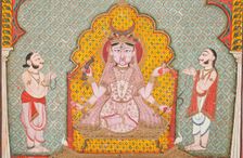 Durga Being Worshipped by Two Devotees (image 2 of 3), c1850. Creator: Unknown