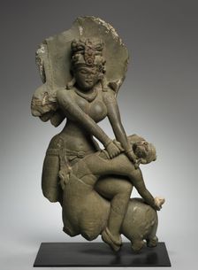 Durga Destroying the Buffalo Demon, 800s-900s. Creator: Unknown