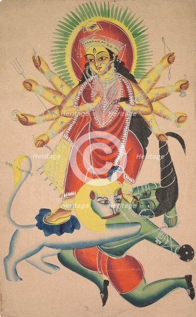 Durga Killing the Demon Mahisha, 1800s. Creator: Unknown.
