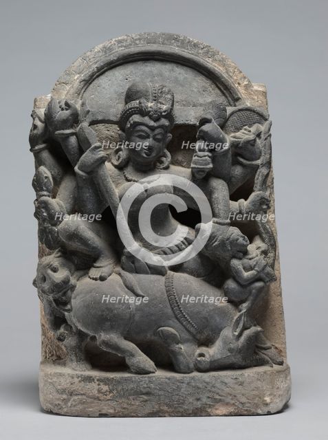 Durga Slaying the Buffalo Demon Mahisha, 800s. Creator: Unknown.