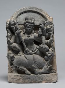 Durga Slaying the Buffalo Demon Mahisha, 800s. Creator: Unknown