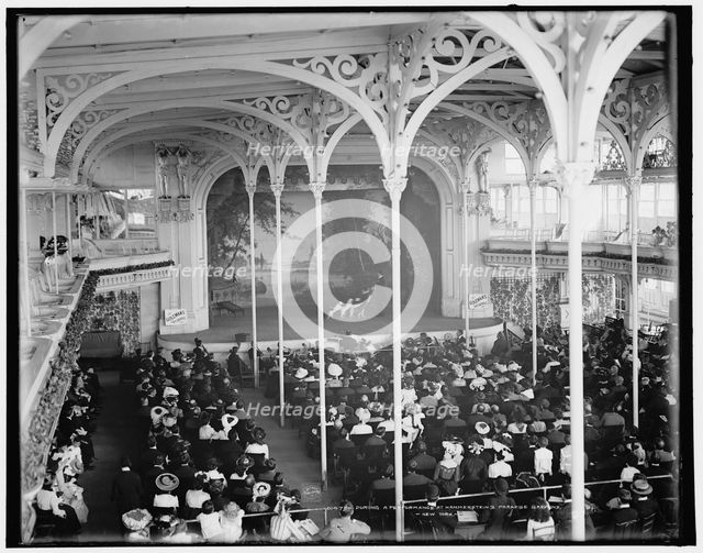 During a performance at Hammerstein's Paradise Gardens, New York, between 1900 and 1906. Creator: Unknown.