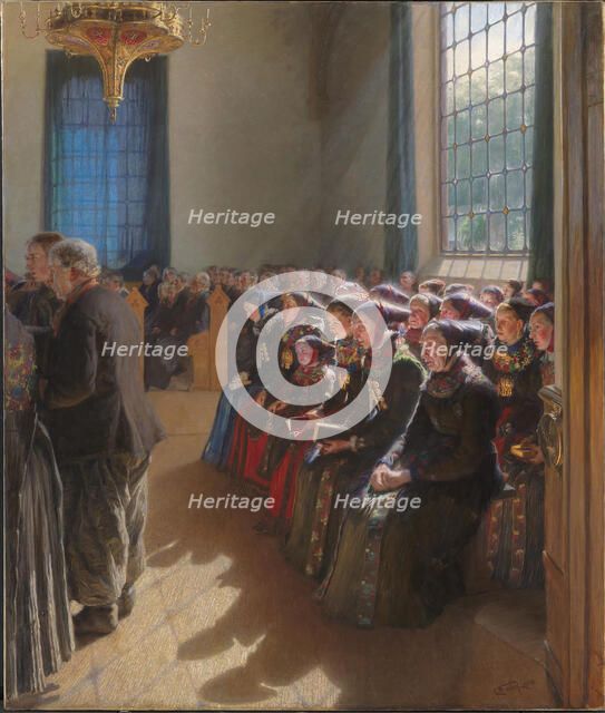 During the service in a church in Amager, 1891-1892. Creator: Carl Wentorf.