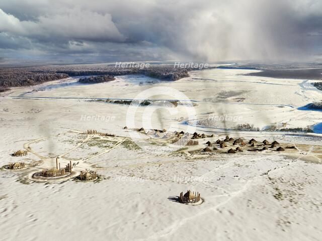 Durrington Walls, Wiltshire, c2500 BC (2013). Artist: Peter Lorimer.