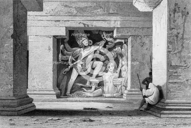 'Dus Awtar, Caves of Ellora', 1834. Creator: George Cattermole.