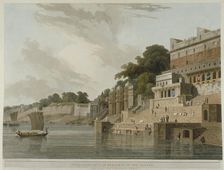 Dusasumade Gaut, at Bernares, on the Ganges, May 1796. Creator: Thomas Daniell