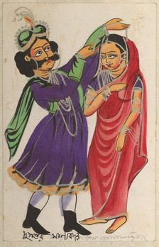 Dusmanta Garlanding Shakumtala, 1800s. Creator: Unknown