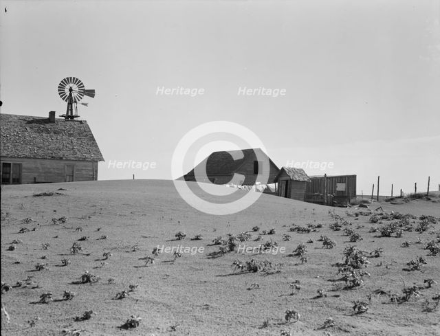 Dust Bowl farm, Coldwater District, near Dalhart, Texas, 1938. Creator: Dorothea Lange.