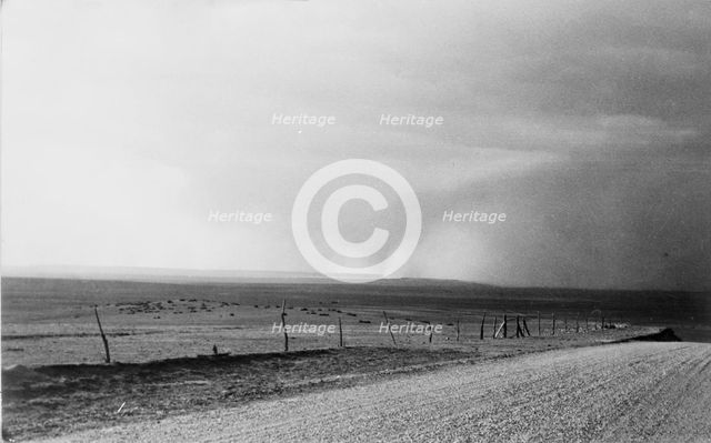 Dust storm near Mills, New Mexico, 1935. Creator: Dorothea Lange.
