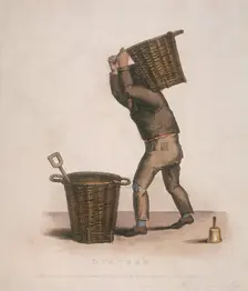Dustman carrying a basket of refuse on his back, 1820. Artist: Thomas Lord Busby