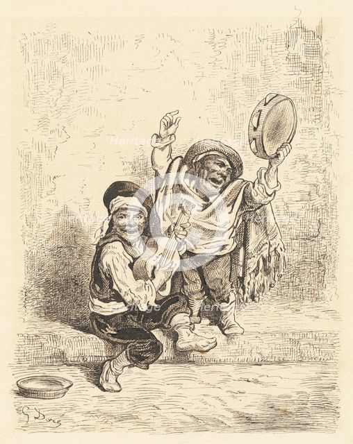 Dwarf Musicians of Granada, 1861/1862. Creator: Gustave Doré.