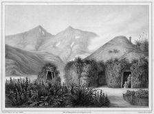 Dwelling at Unalaska, Aleutian Islands, 19th century. Creators: Friedrich Heinrich Kittlitz, Victor Adam, Godefroy Engelmann, Leon Jean-Baptiste Sabatier