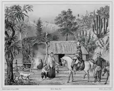 Dwelling at Valparaiso, Chile, 19th century. Creators: Friedrich Heinrich Kittlitz, Victor Adam, Godefroy Engelmann, Leon Jean-Baptiste Sabatier