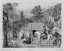 Dwelling at Valparaiso, Chile, 19th century. Creators: Friedrich Heinrich Kittlitz, Victor Adam, Godefroy Engelmann, Leon Jean-Baptiste Sabatier