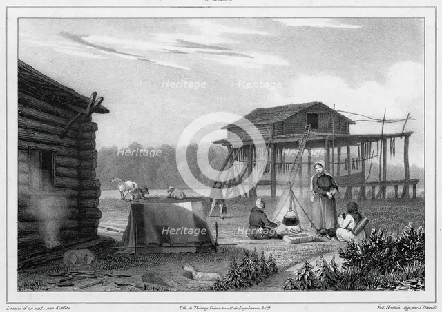 Dwelling of Kamchatka, 19th century. Creators: Friedrich Heinrich Kittlitz, Godefroy Engelmann, Jules David, Edouard Jean Marie Hostein.