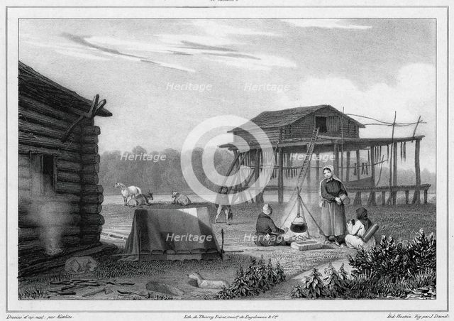 Dwelling of Kamchatka, 19th century. Creators: Friedrich Heinrich Kittlitz, Godefroy Engelmann, Jules David, Edouard Jean Marie Hostein.