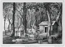 Dwelling of Two Shipwrecked Europeans in Port Lloyd of Peel Island, Bonin Islands, 19th century. Creators: Friedrich Heinrich Kittlitz, Victor Adam, Louis-Pierre-Alphonse Bichebois, Godefroy Engelmann