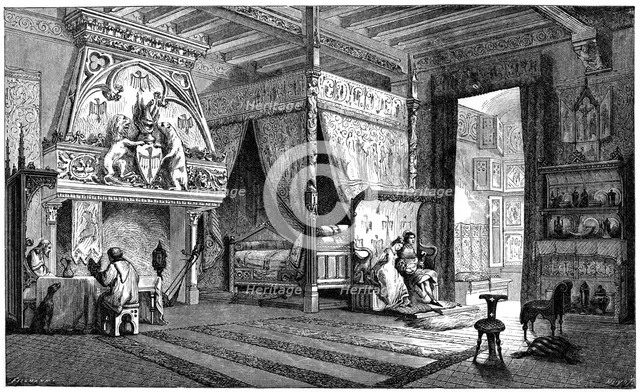 Dwelling room of a seigneur of the 14th century, (1870). Artist: Unknown