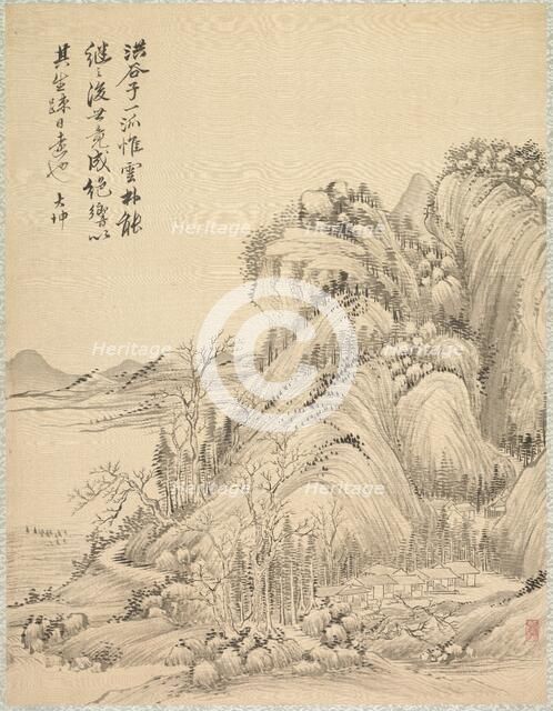 Dwellings beneath Folded Hills, 1847. Creator: Tsubaki Chinzan (Japanese, 1801-1854).