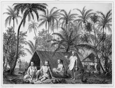Dwellings, Lower Caroline Islands, 19th century. Creators: Alexander Postels, Victor Adam