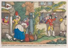Dying for Love, or Captain Careless, Shot Flying by a Girl of Fifteen who Unexpectedly Pop..., 1810. Creator: Thomas Rowlandson