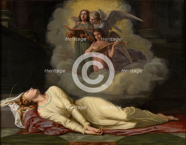 Dying Saint Cecilia hears a celestial concert, 1869. Creator: Guérin, Prosper (1838-1912).